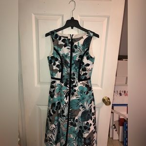 Black/white/turquoise sleeveless dress a-line by Suite 7   Size 6